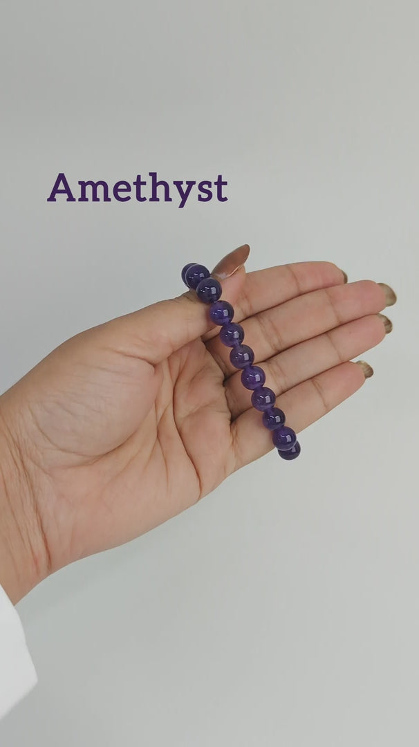Amethyst Bracelet — Beaded Gemstone for Calm & Clarity