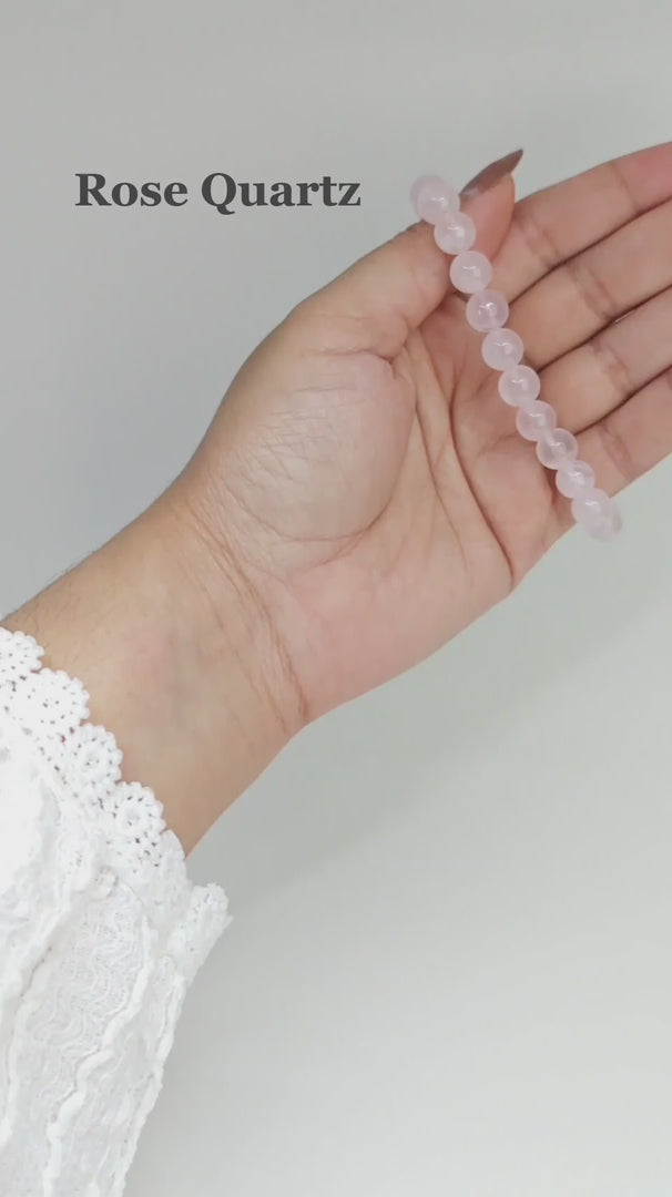 Rose Quartz Bracelet — Beaded Gemstone for Self-Love & Peace