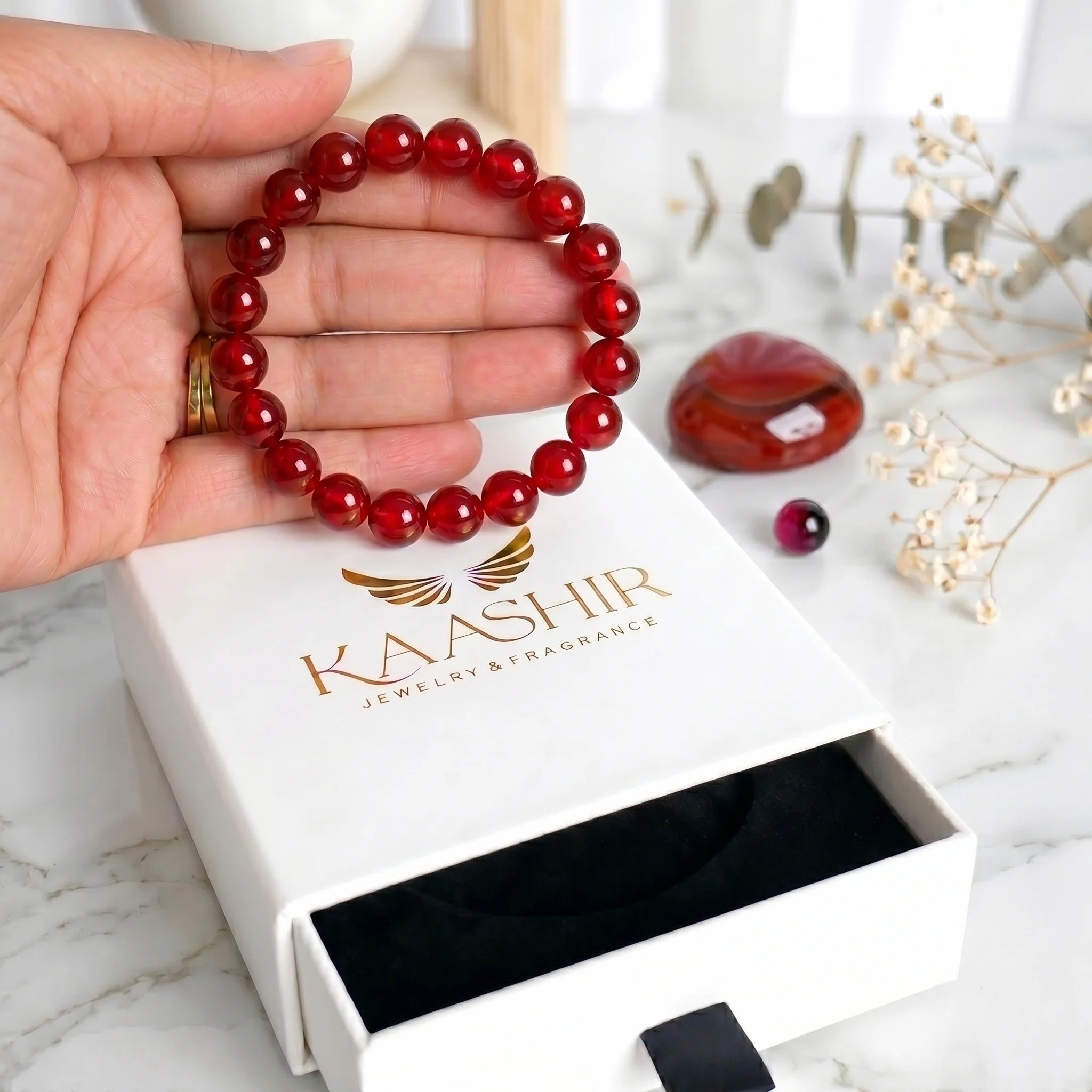 kaashir red agate bracelet premium gift box packaging