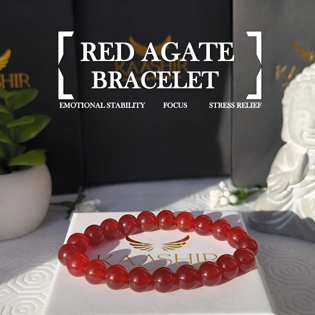 Red Agate Stone Bracelet – Unisex Handmade Healing Jewelry | Kaashir