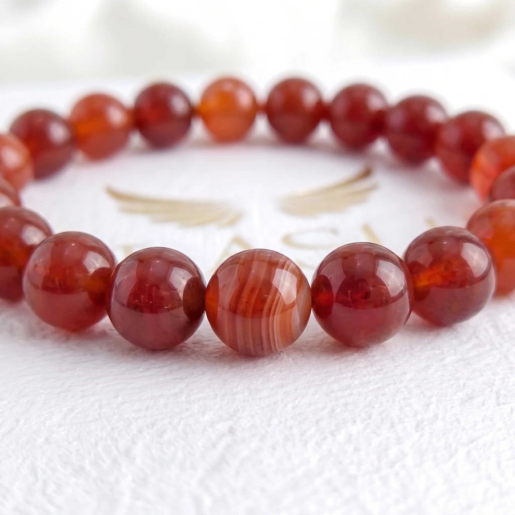 Natural red banded agate gemstone beads - grounding bracelet for men and women