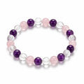 Rose quartz, amethyst & clear quartz bracelet for women 8mm - handmade natural gemstone beads