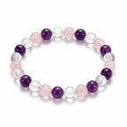 Rose quartz, amethyst & clear quartz bracelet for women 8mm - handmade natural gemstone beads