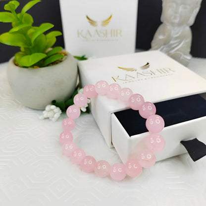 Rose Quartz Bracelet – Handmade Beaded Stone Jewelry for Men & Women - Kaashir Jewelry & Fragrance