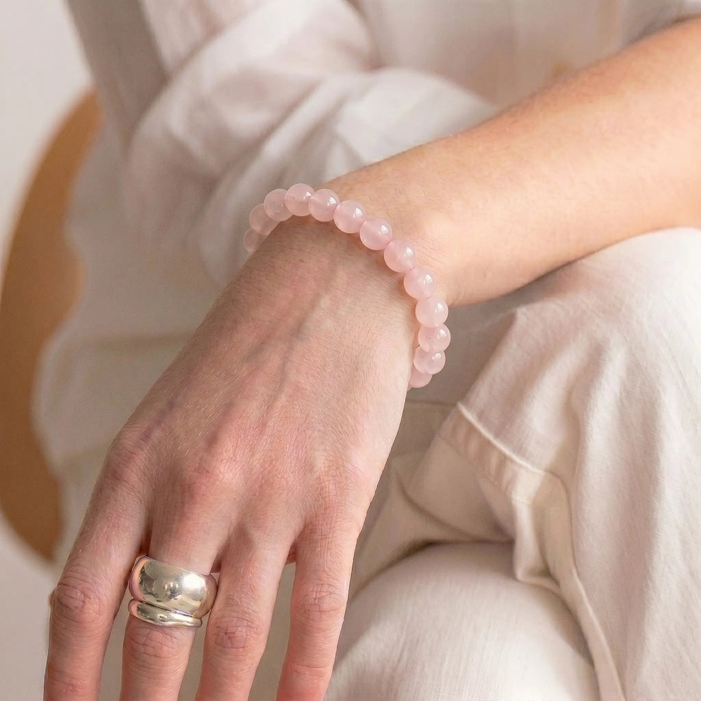 rose quartz bracelet for women natural crystal love