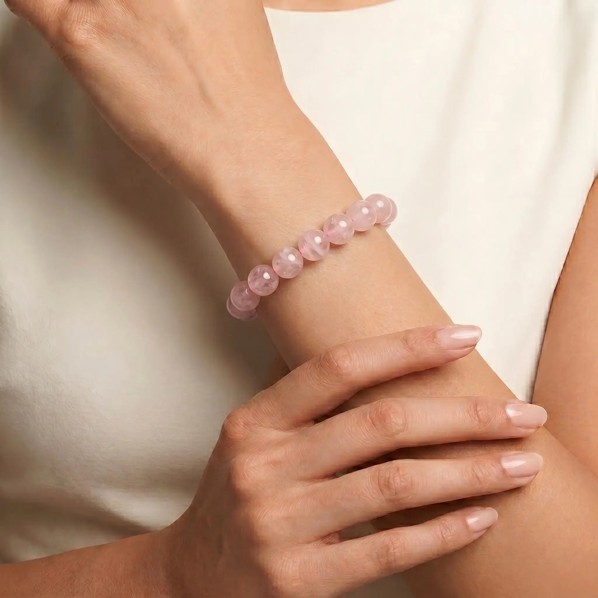 rose quartz bracelet for women natural healing crystal love