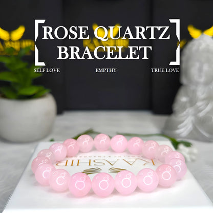 Rose Quartz Bracelet – Handmade Beaded Stone Jewelry for Men & Women - Kaashir Jewelry & Fragrance