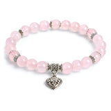 Rose Quartz Heart Charm Bracelet for Love & Self-Compassion