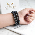 handmade silver obsidian bracelet ethically sourced natural volcanic stone