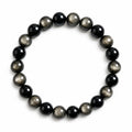 silver obsidian bracelet natural silver sheen gemstone handmade kaashir