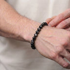 silver obsidian bracelet for men natural volcanic stone protection