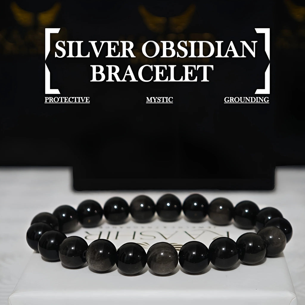 Silver Obsidian Bracelet – Lucky Charm for Power, Focus & Protection