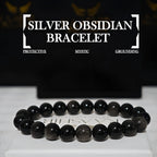 Silver Obsidian Bracelet – Lucky Charm for Power, Focus & Protection