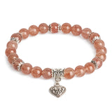 Strawberry Quartz Heart Charm Bracelet for Love & Compassion