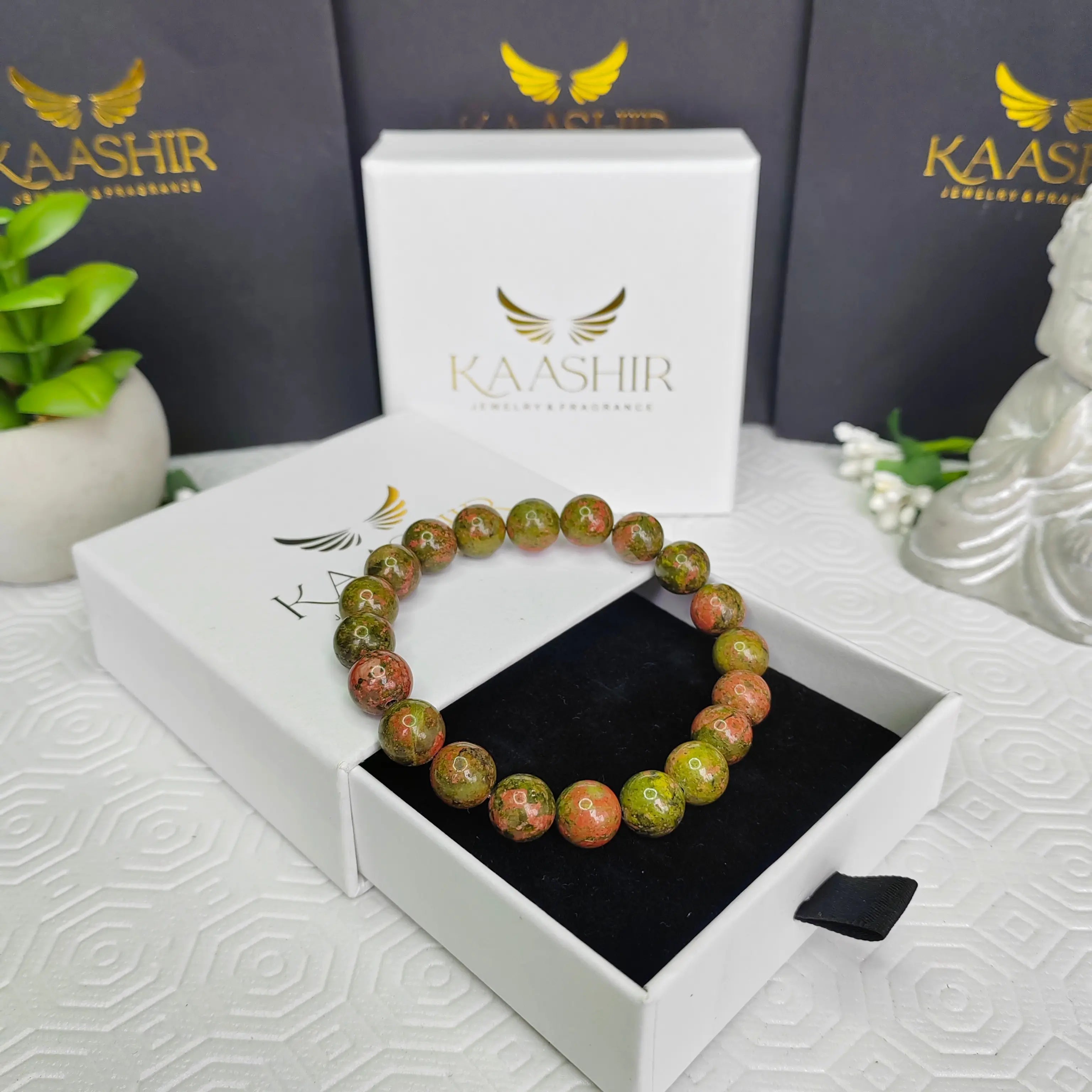 Kaashir Unakite Stone Bracelet - Handmade Stone Jewelry for Unisex - Kaashir Jewelry & Fragrance