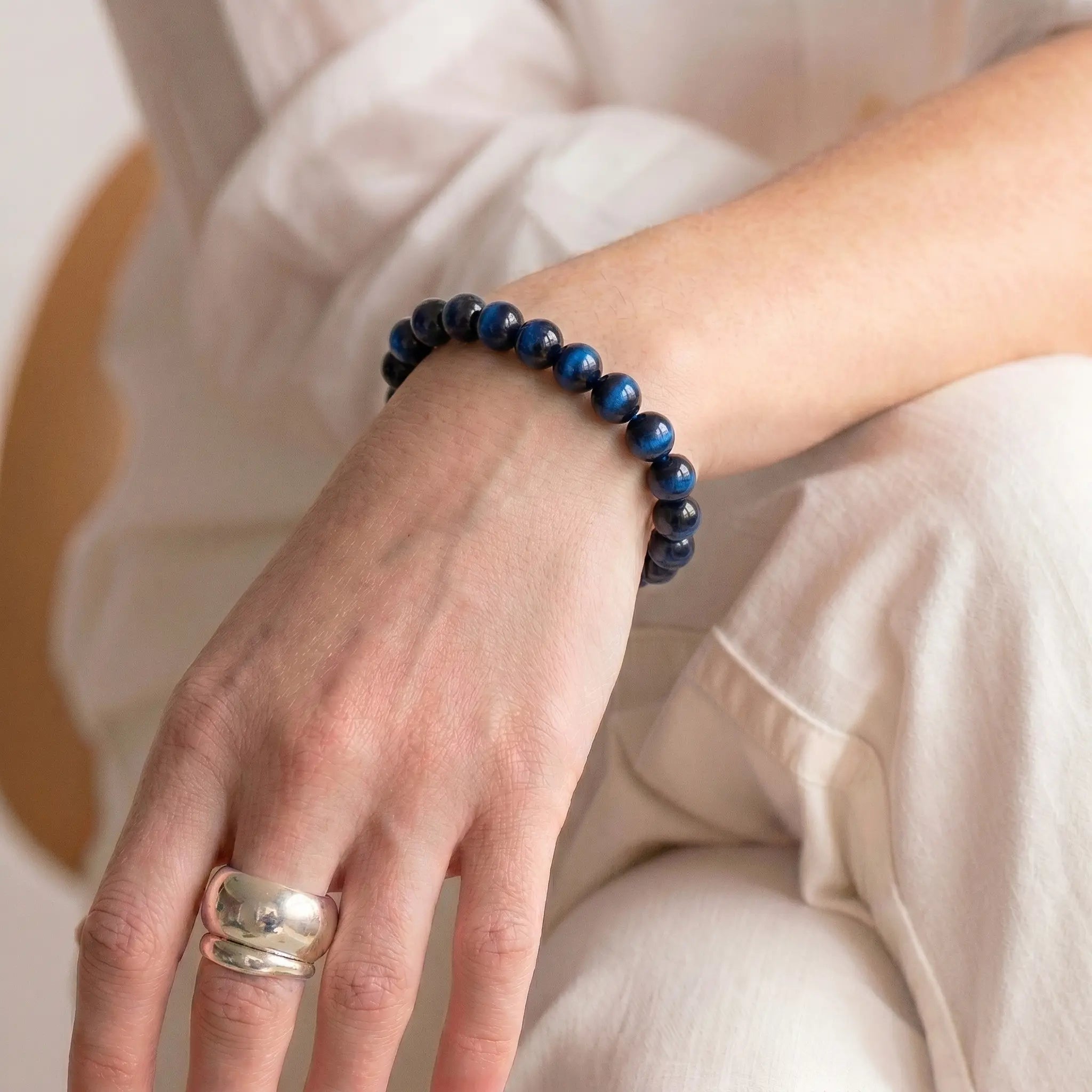 tiger eye blue bracelet for women, crystal bracelet