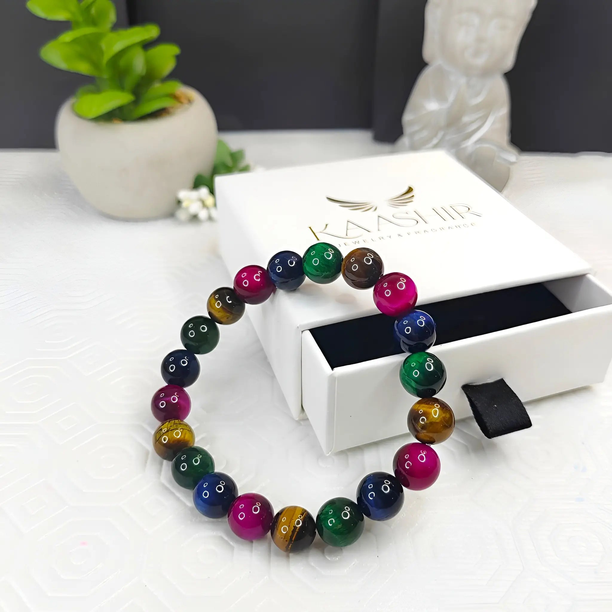 Multi Tigers Eye Bracelet –Handmade Beaded Stone Jewelry for Men&Women - Kaashir Jewelry & Fragrance