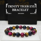 Bracelet œil de tigre Kaashir Trinity – Bijou fait main en perles unisexe