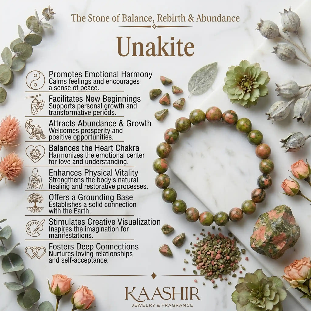 unakite bracelet benefits meaning emotional healing heart chakra