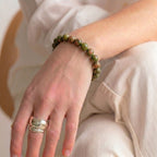 unakite bracelet for women, natural crystal beaded gemstone self-love compassion bracelet.