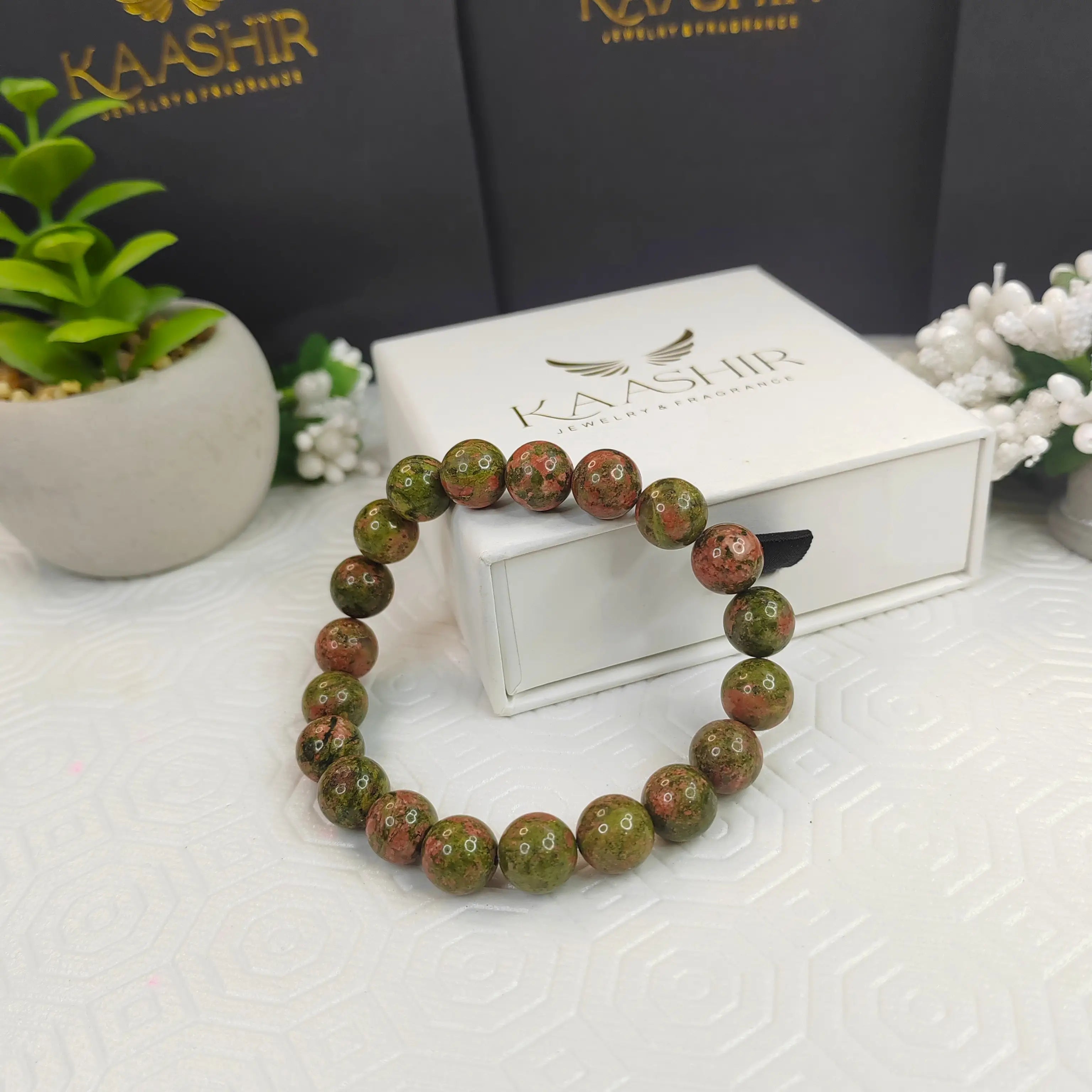 Kaashir Unakite Stone Bracelet - Handmade Stone Jewelry for Unisex - Kaashir Jewelry & Fragrance