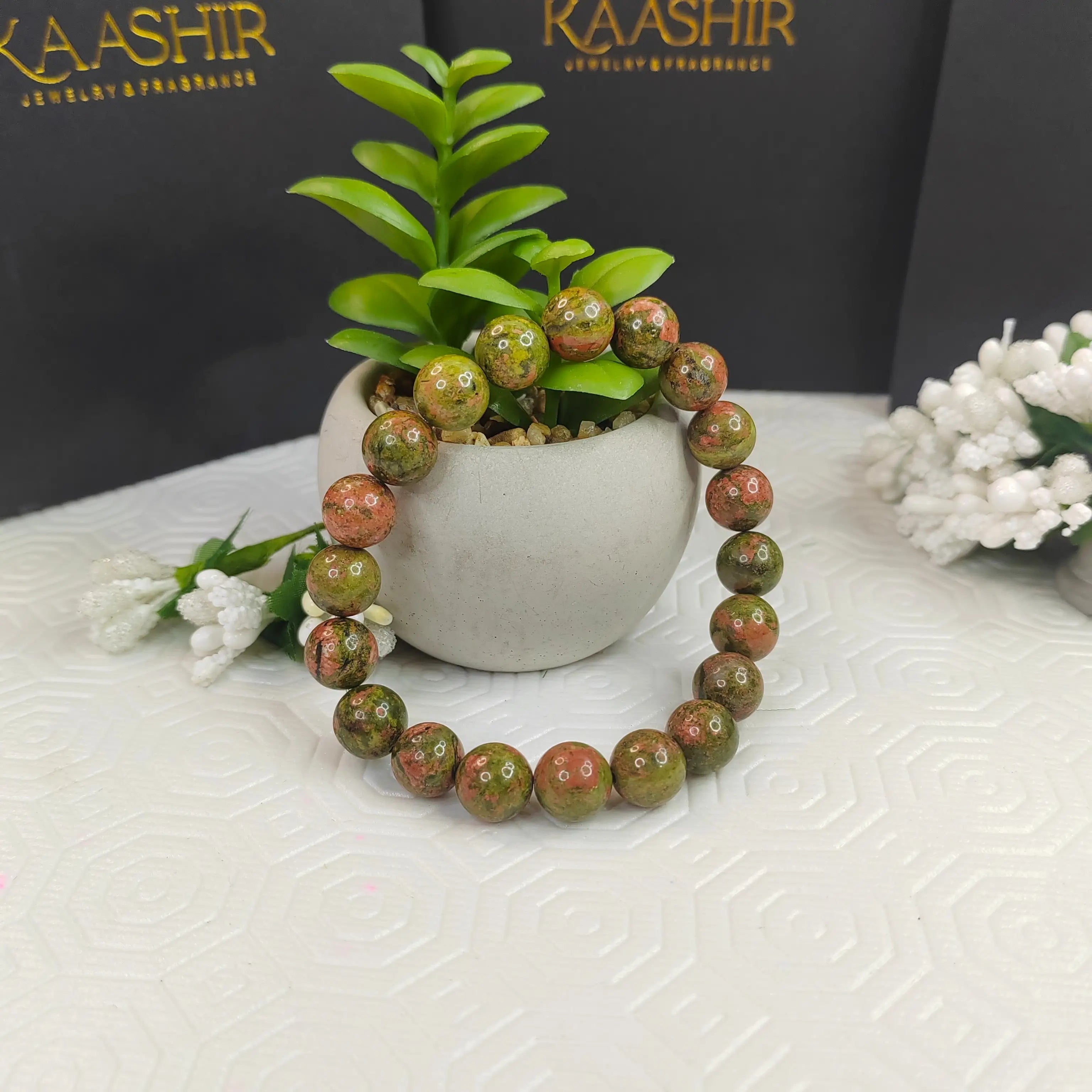Kaashir Unakite Stone Bracelet - Handmade Stone Jewelry for Unisex - Kaashir Jewelry & Fragrance
