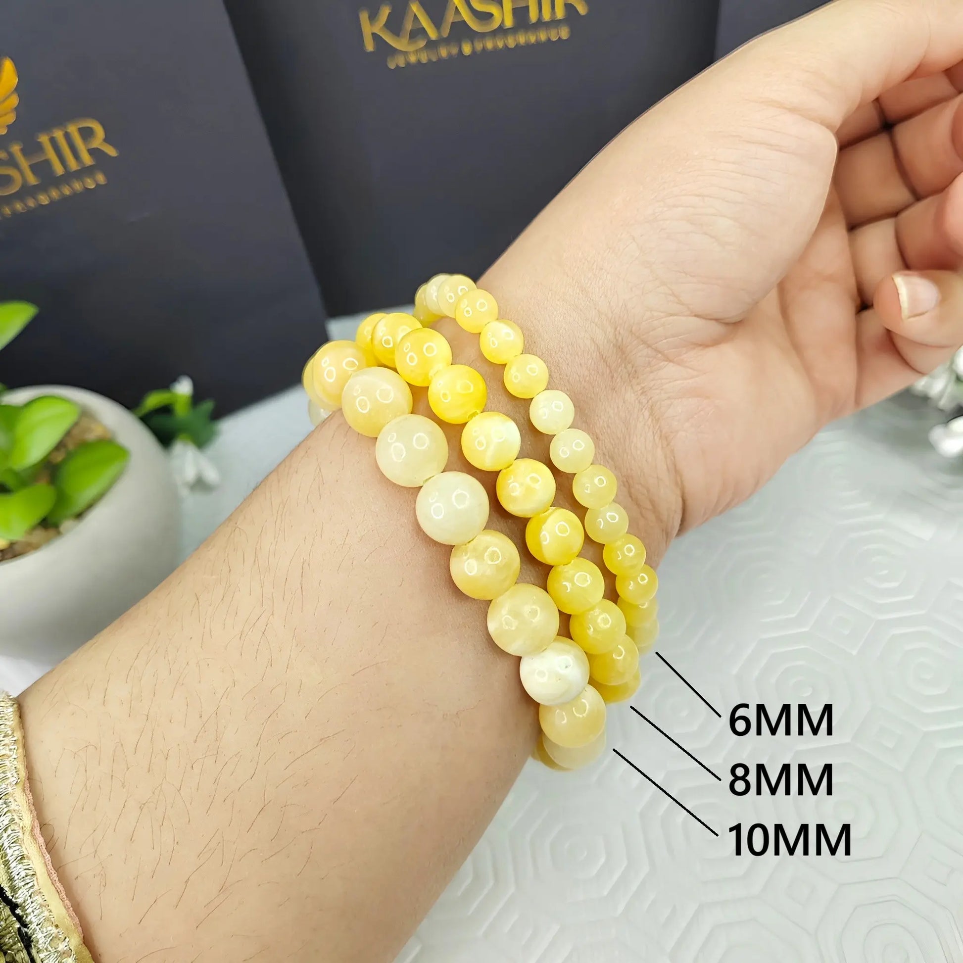Kaashir Yellow Jade Stone Bracelet - Handmade Jewelry for Unisex - Kaashir Jewelry & Fragrance