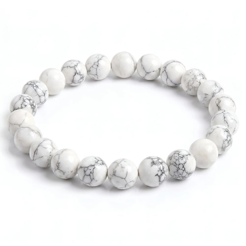 White Howlite natural gemstone beaded bracelet 8mm for men and women Canada