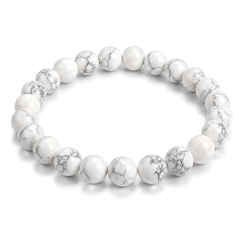 White Howlite natural gemstone beaded bracelet 8mm for men and women Canada