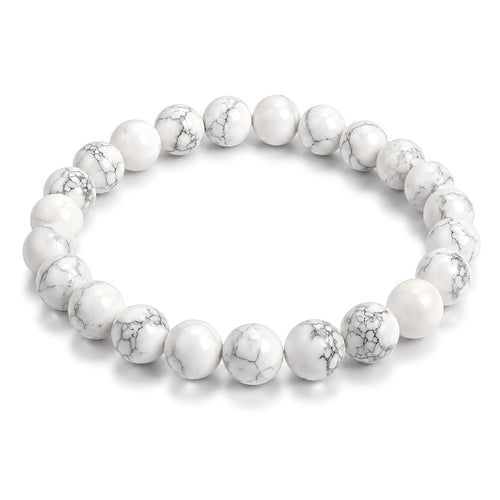 White Howlite natural gemstone beaded bracelet 8mm for men and women Canada