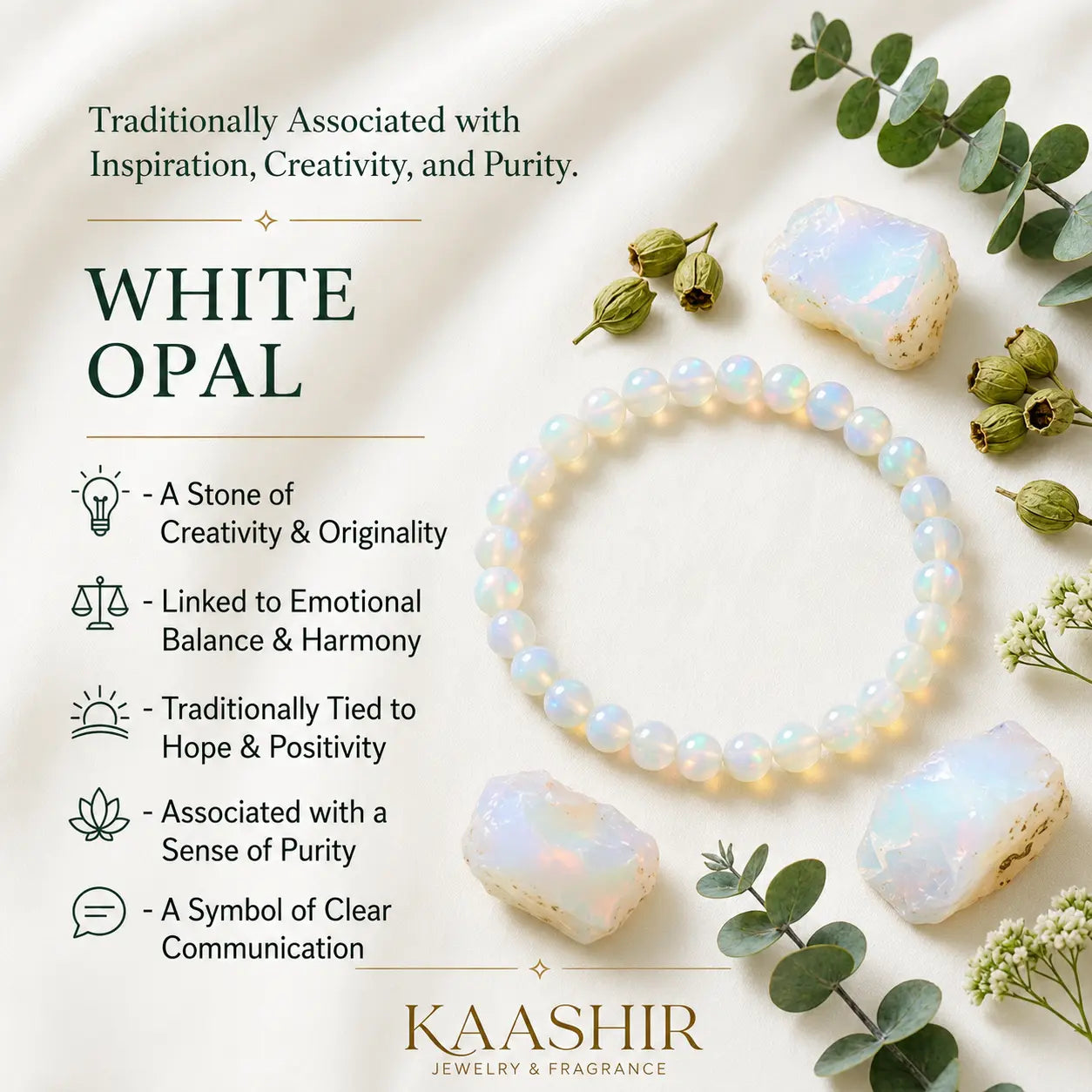white opal bracelet natural gemstone meaning inspiration creativity purity canada