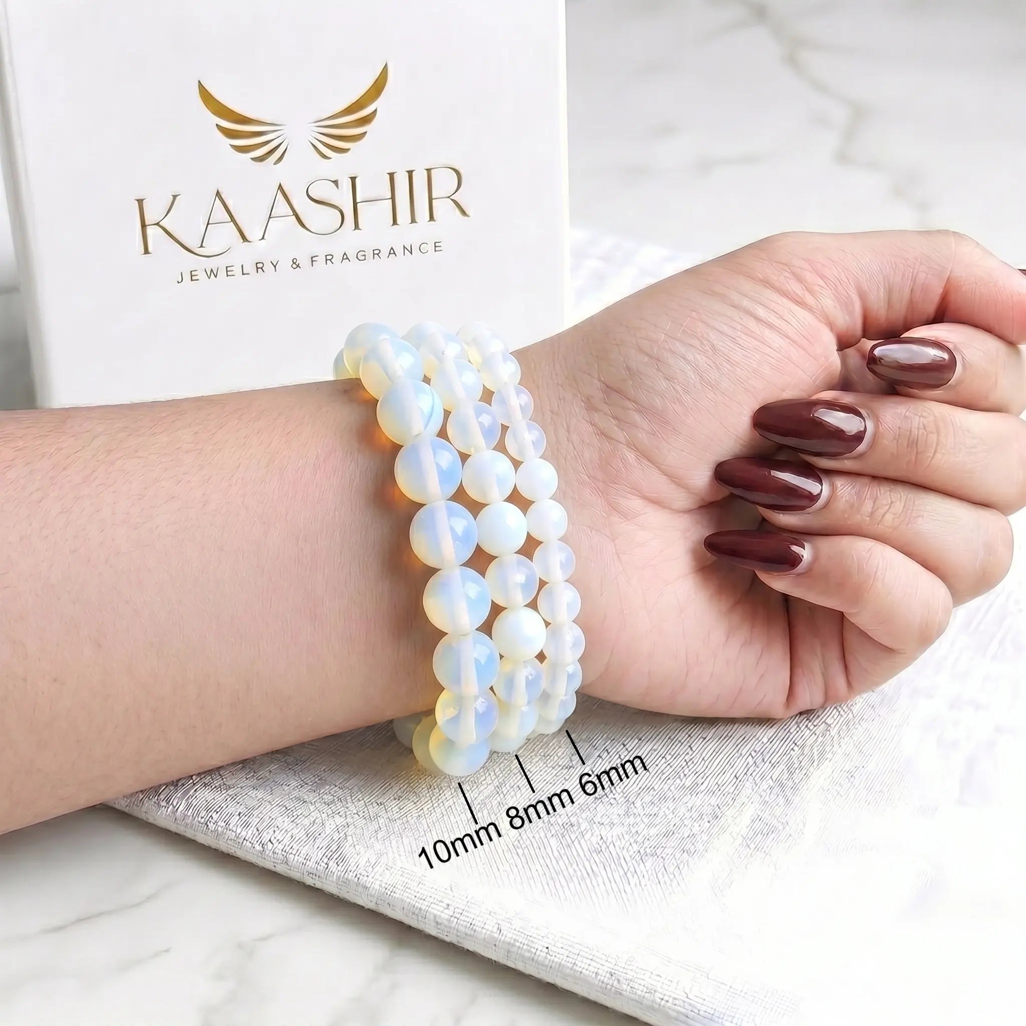 handmade white opal bracelet ethically sourced natural crystal stone