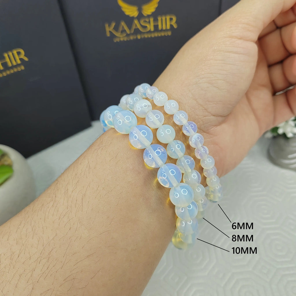 Kaashir White Opal Stone Bracelet - Handmade Jewelry for Unisex - Kaashir Jewelry & Fragrance