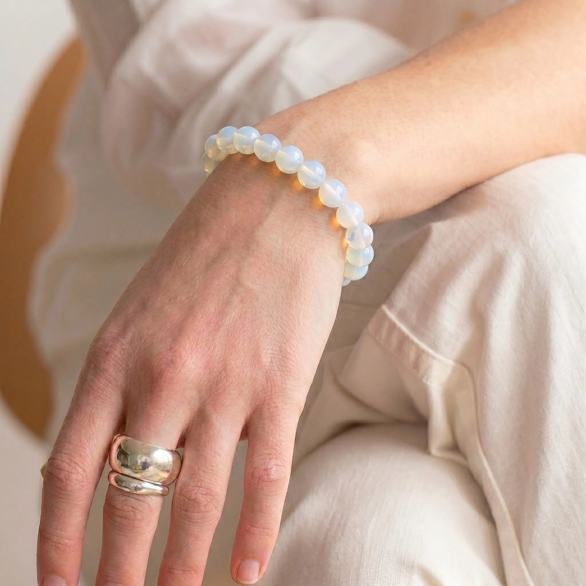 white opal bracelet for women natural opal crystal hope luck