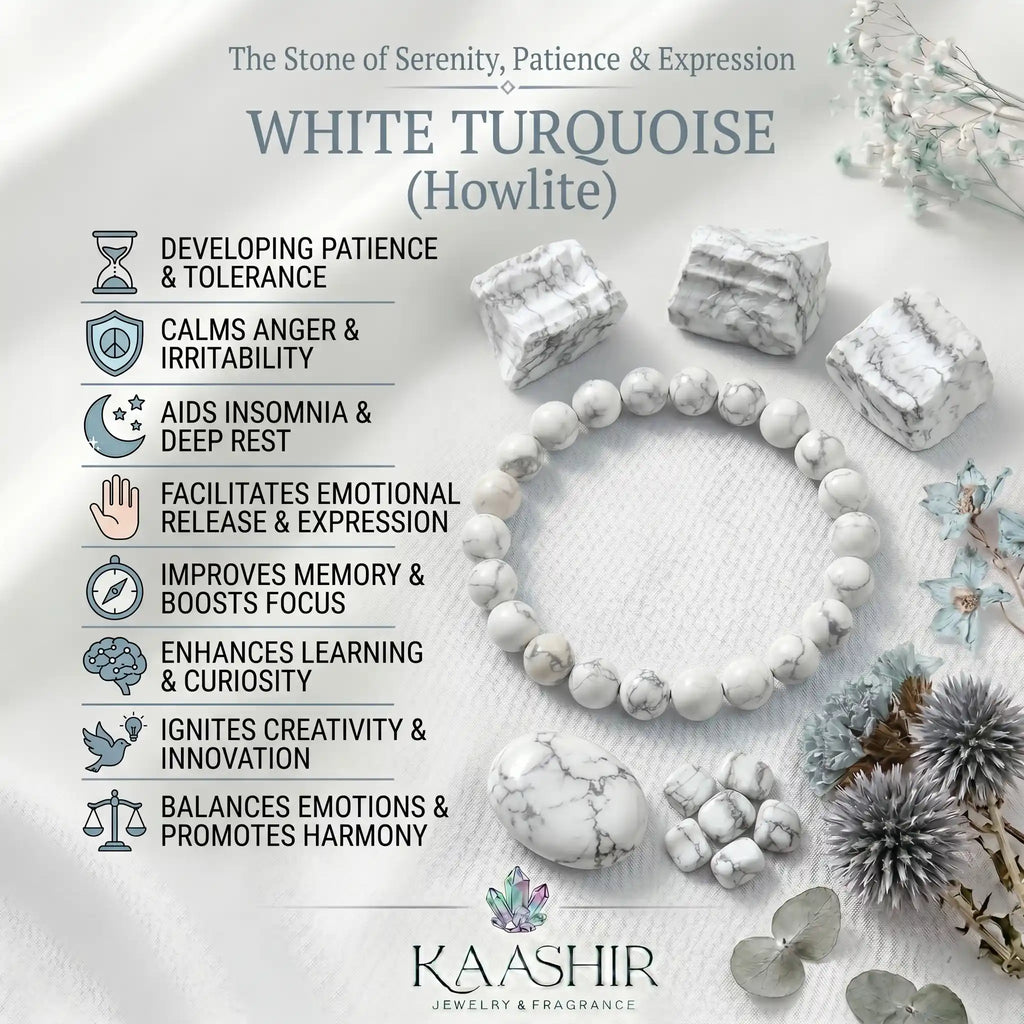 howlite bracelet benefits meaning calm sleep peace crown chakra
