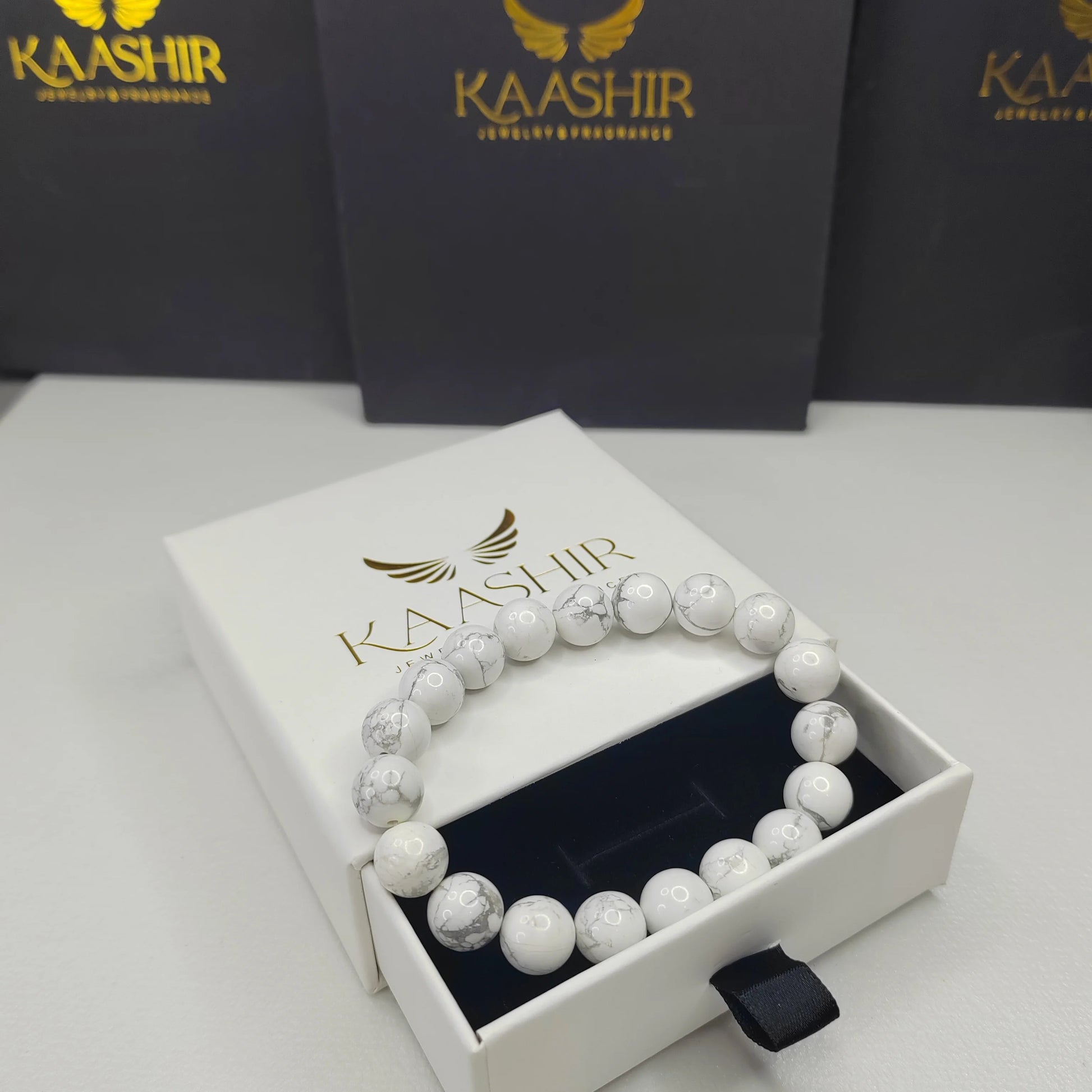 White Turquoise Bracelet – Unisex Handmade Healing Crystal | Kaashir