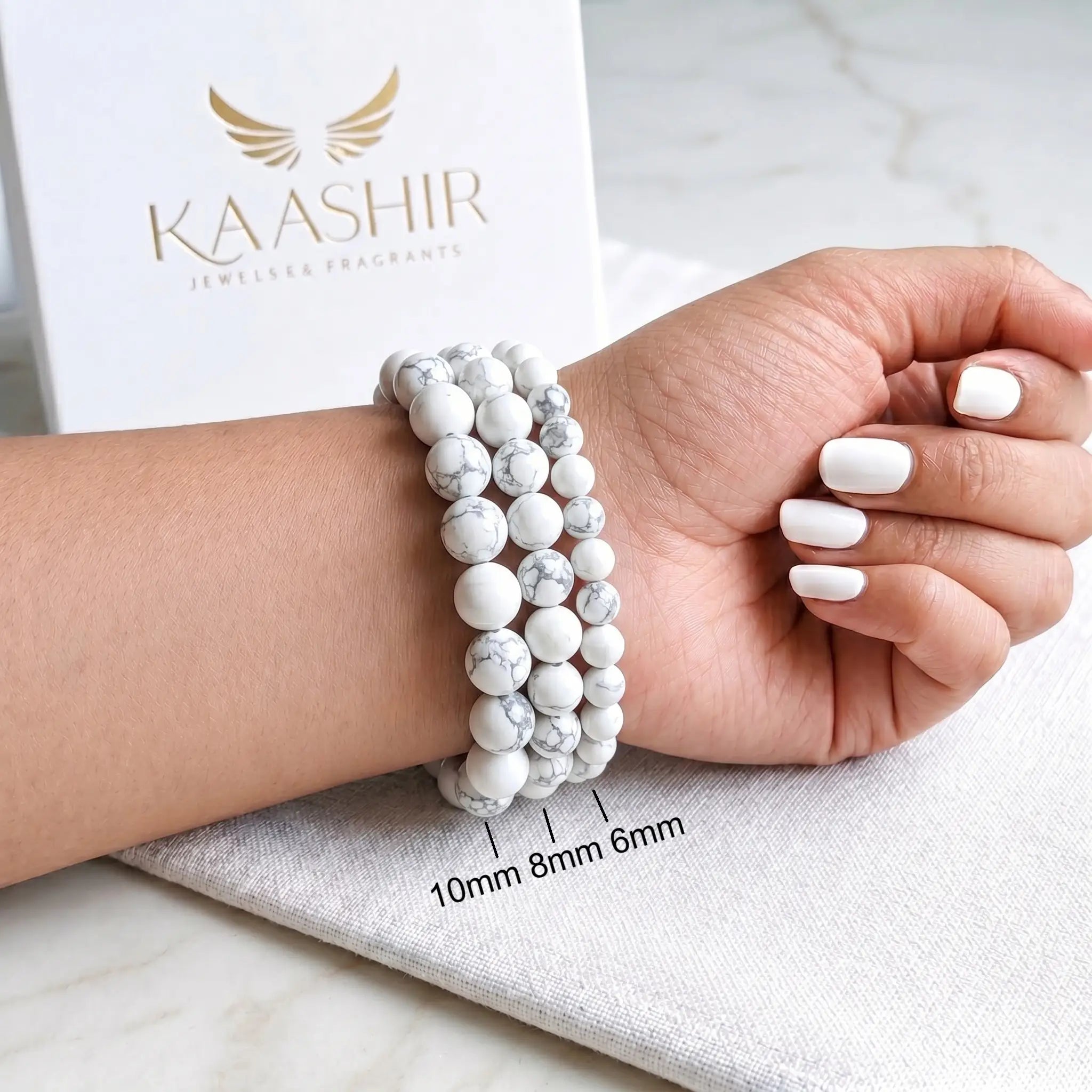 handmade white turquoise bracelet ethically sourced natural howlite