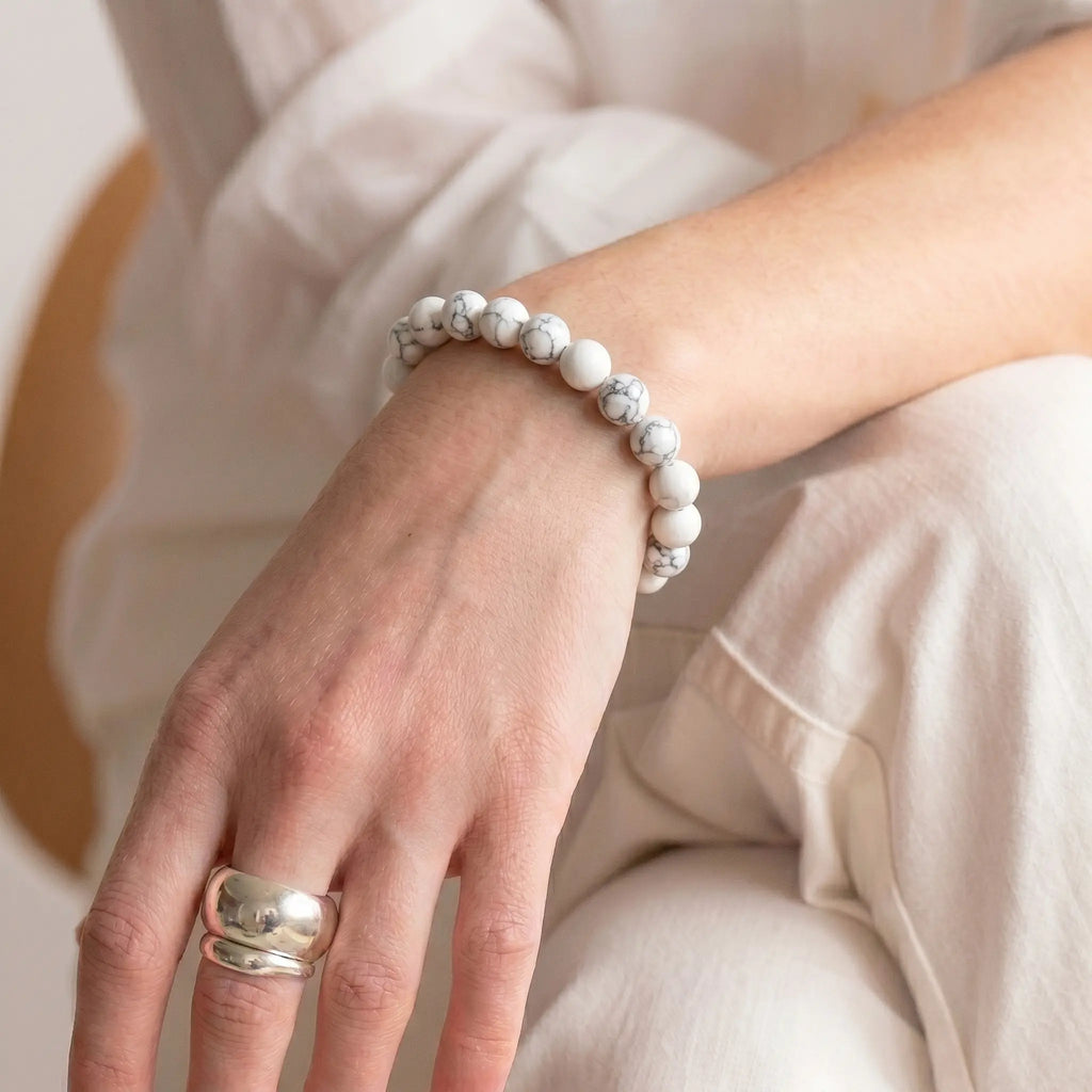 white turquoise bracelet for women natural howlite healing crystal