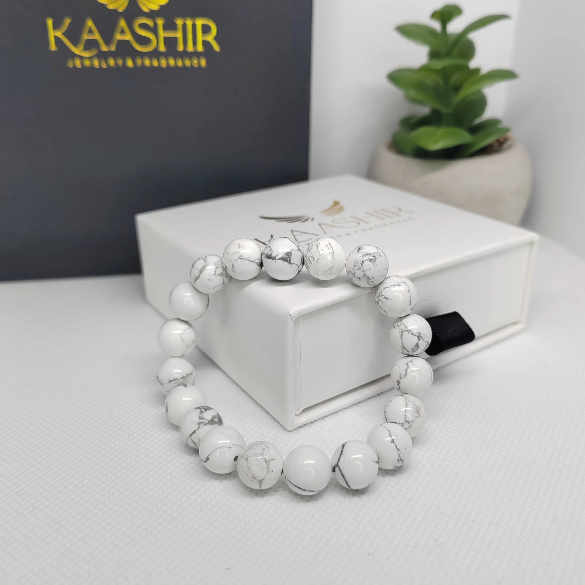 White Turquoise Bracelet – Unisex Handmade Healing Crystal | Kaashir