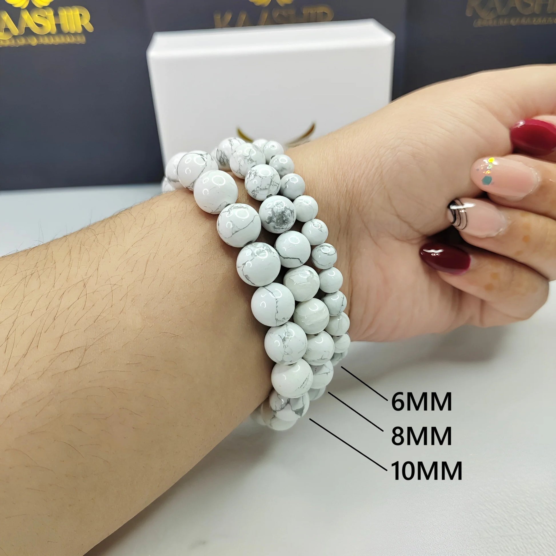 White Turquoise Bracelet – Unisex Handmade Healing Crystal | Kaashir