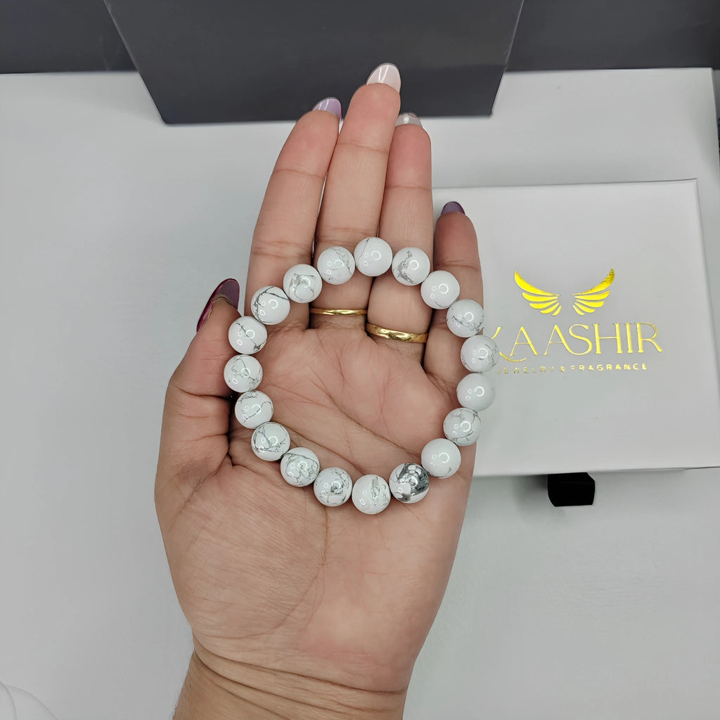 White Turquoise Bracelet – Unisex Handmade Healing Crystal | Kaashir