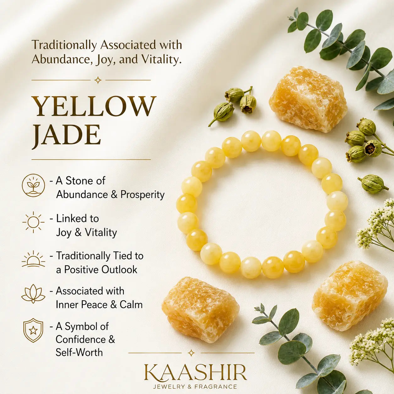 yellow jade bracelet natural gemstone meaning abundance joy vitality canada