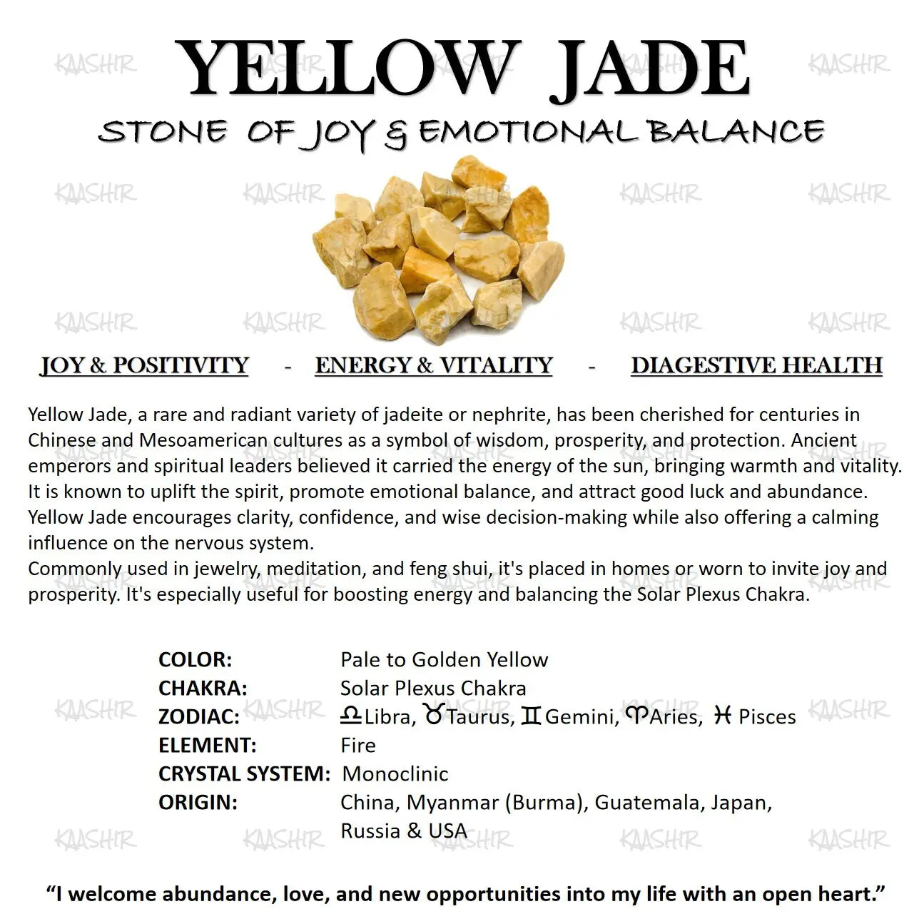Kaashir Yellow Jade Stone Bracelet - Handmade Jewelry for Unisex - Kaashir Jewelry & Fragrance