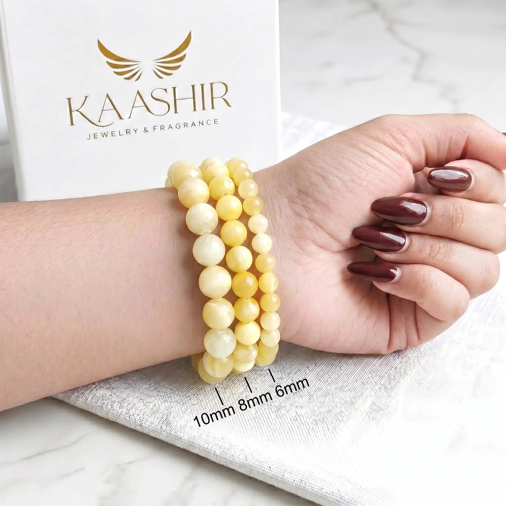 handmade yellow jade bracelet ethically sourced natural golden stone