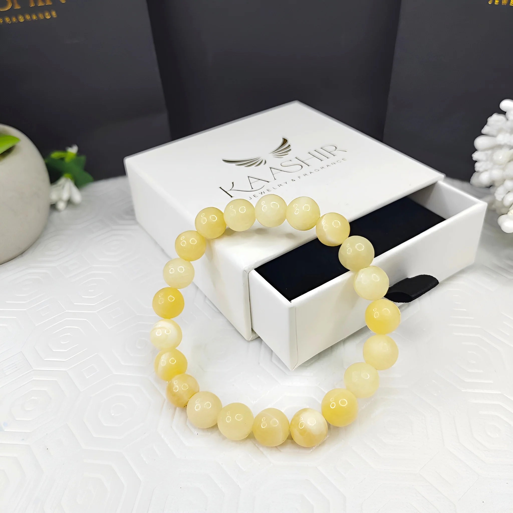 Kaashir Yellow Jade Stone Bracelet - Handmade Jewelry for Unisex - Kaashir Jewelry & Fragrance