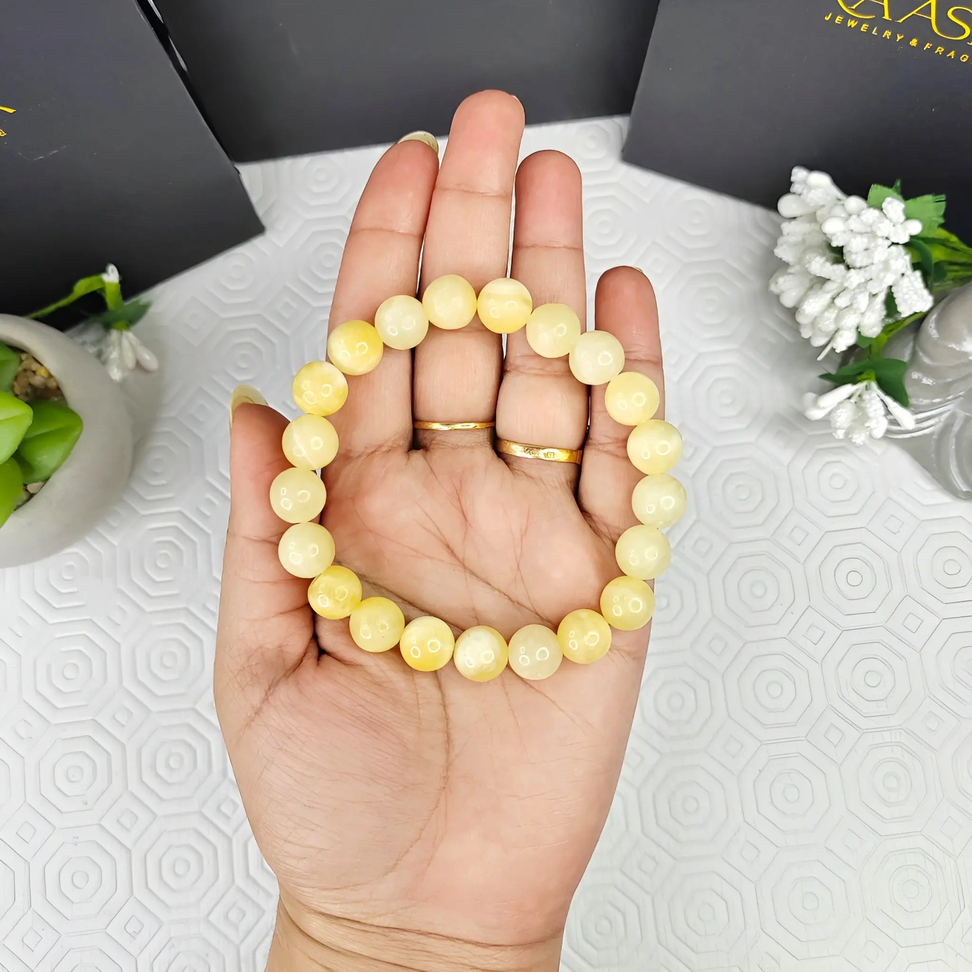 Kaashir Yellow Jade Stone Bracelet - Handmade Jewelry for Unisex - Kaashir Jewelry & Fragrance