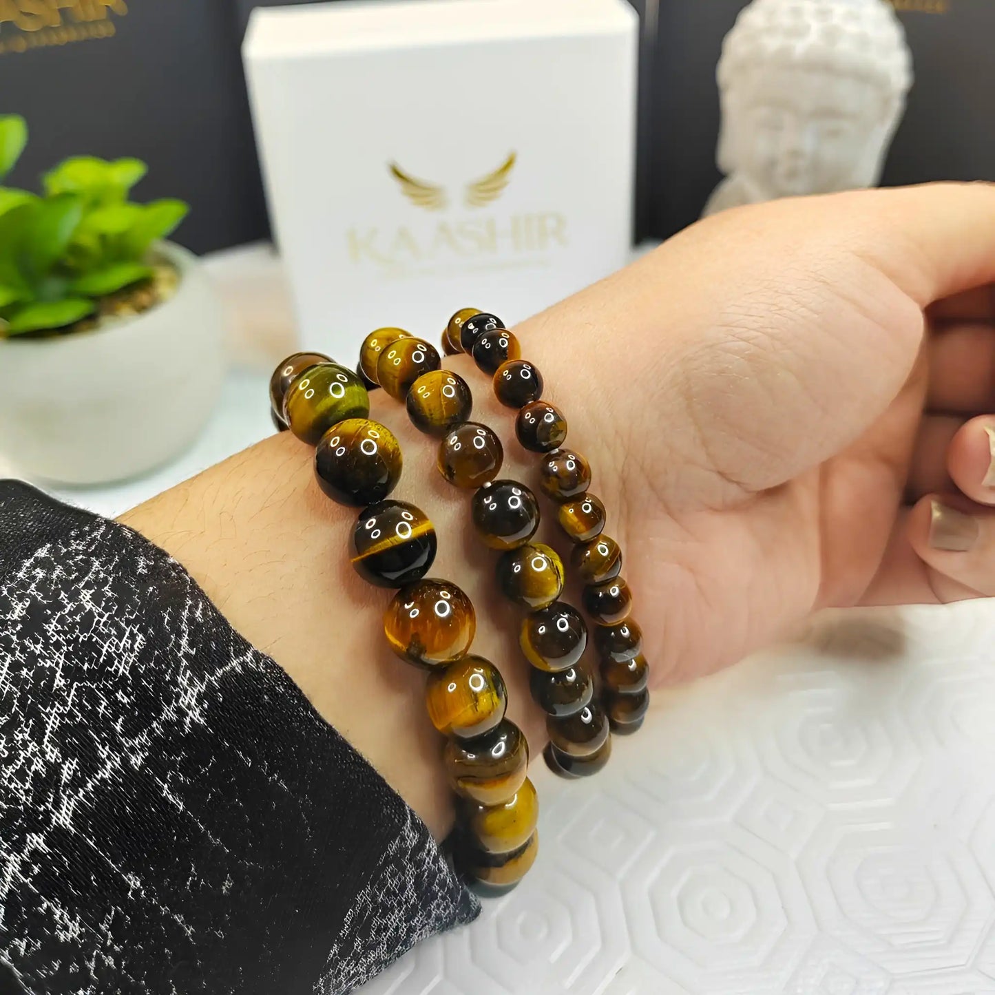 Yellow Tigers Eye Bracelet – Handmade Beaded Jewelry for Men & Women - Kaashir Jewelry & Fragrance