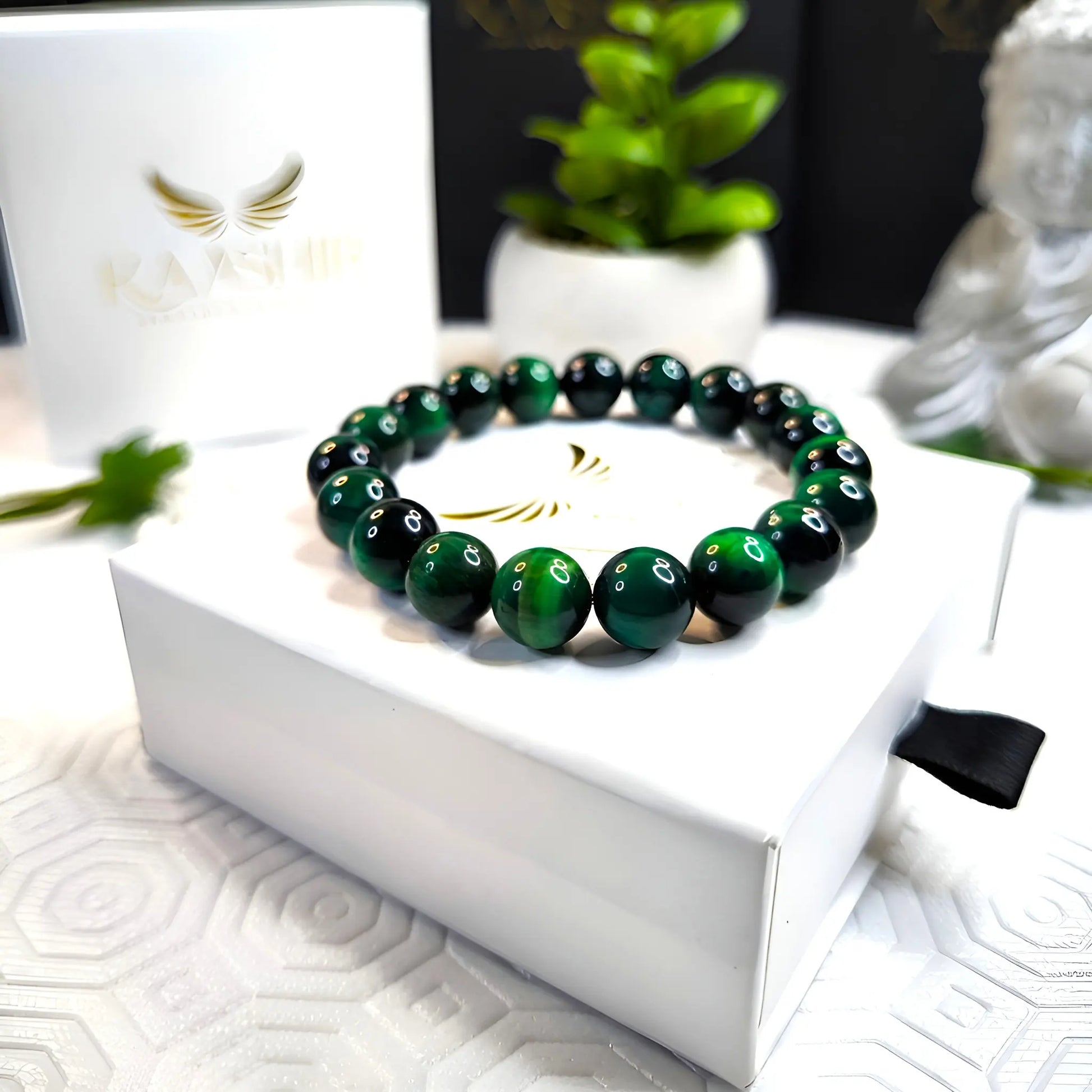 Green Tigers Eye Bracelet –Handmade Beaded Stone Jewelry for Men&Women - Kaashir Jewelry & Fragrance