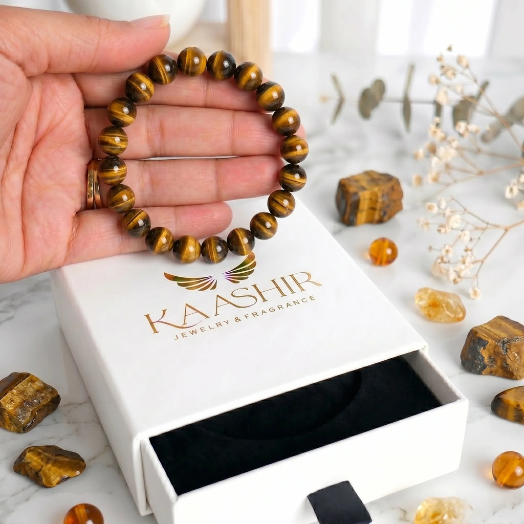 kaashir yellow tiger eye bracelet premium gift box packaging