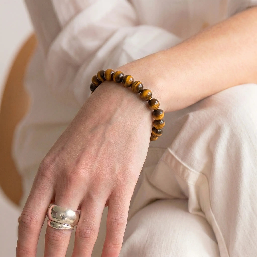 yellow tiger eye bracelet for women natural calming crystal 